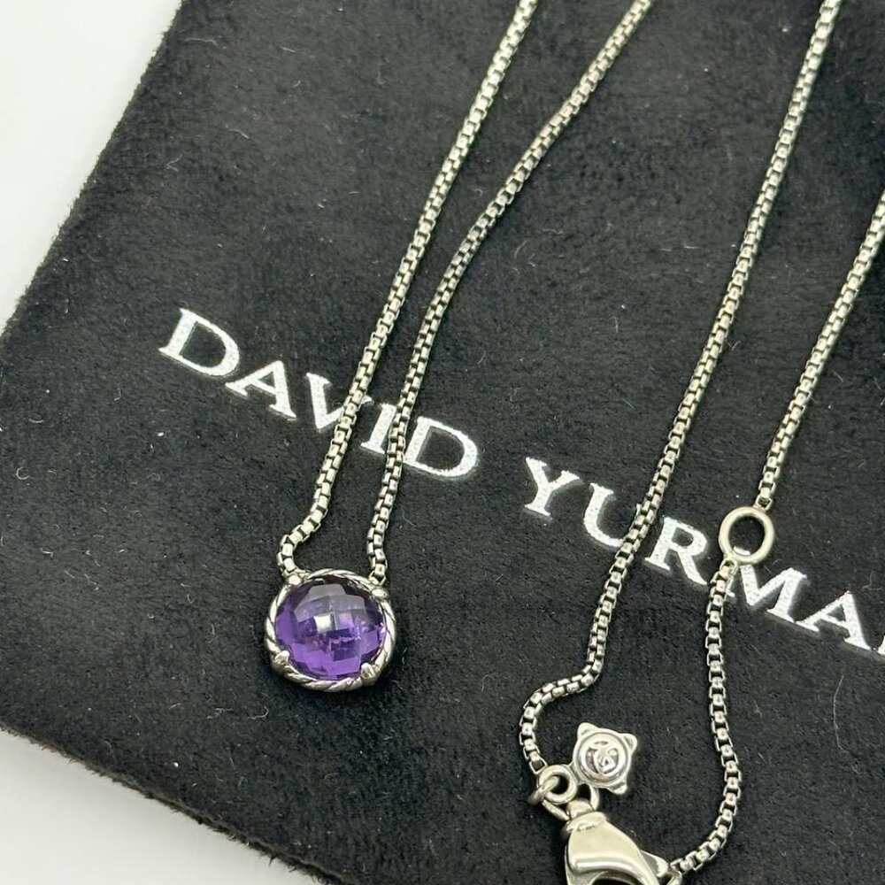Authentic DAVID YURMAN women's sterling silver necklace with amethyst pendant - Picture 6 of 8